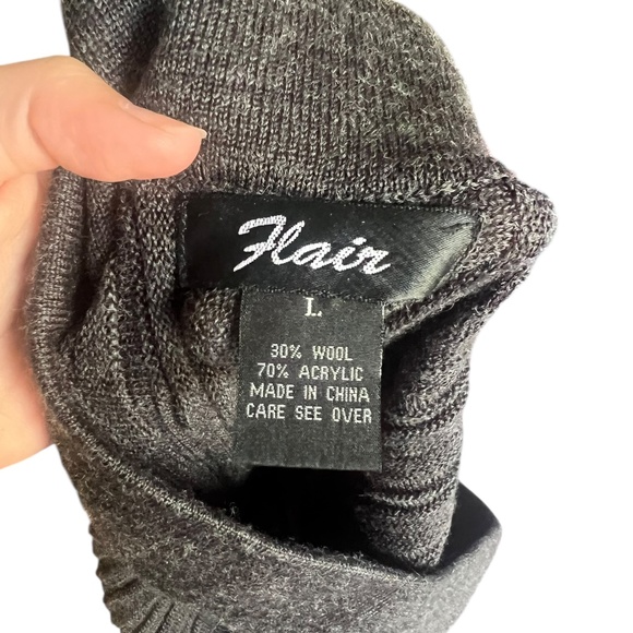 Vintage Y2K Textured Gray Wool-Blend Skirt Large - Picture 3 of 4